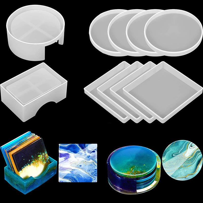 Coaster Mold Round - 5 Buah/Set Cetakan Silikon Pembuat Tatakan