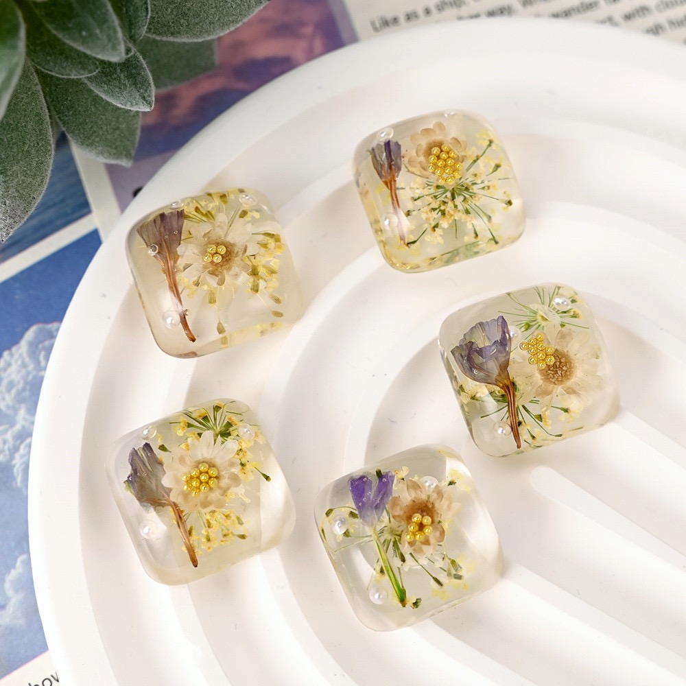 Dried Flower Bulk - Kancing Resin Kubah Bunga Kering Bening