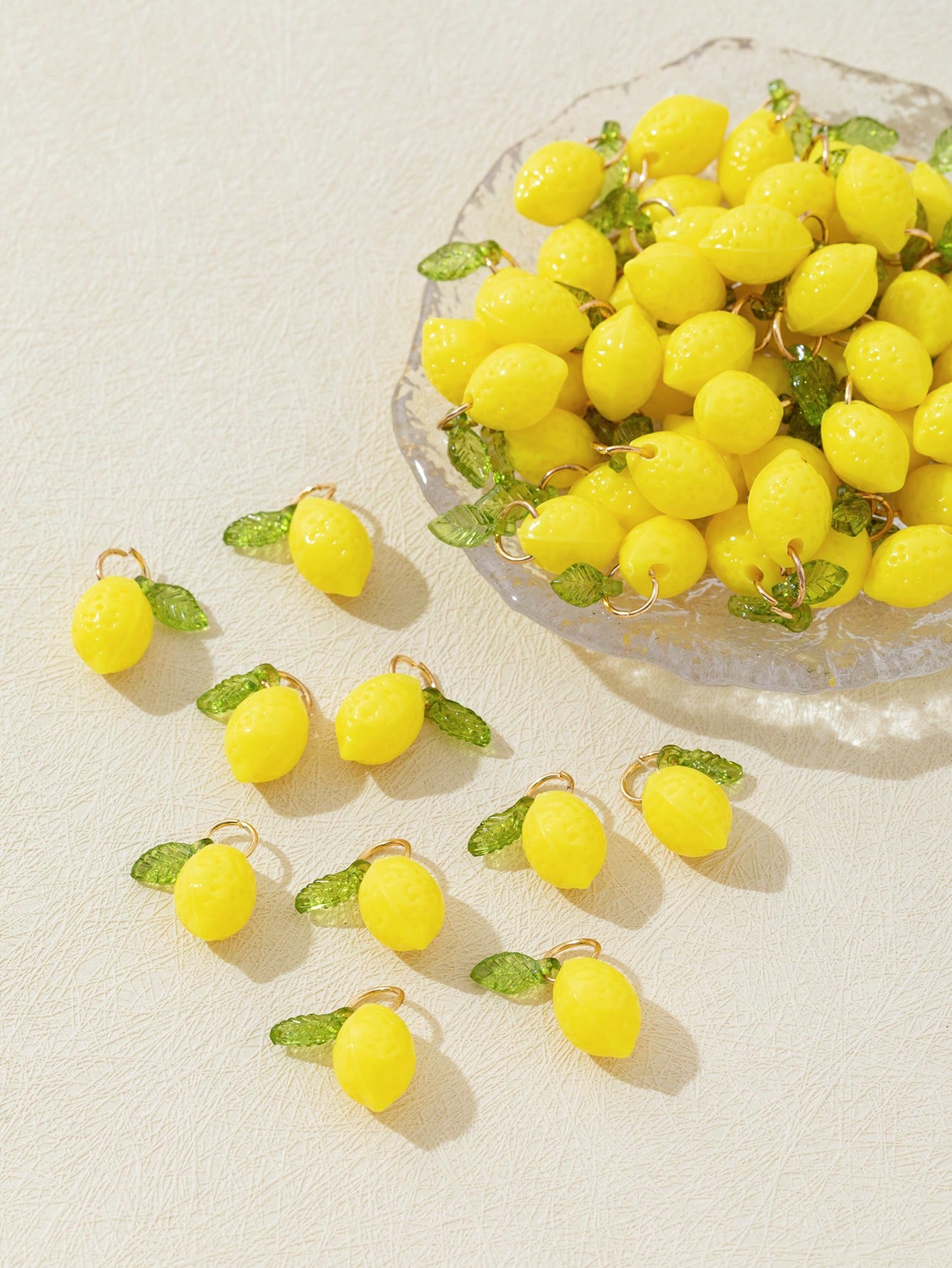 Resin Craft Supplies - 10 Buah Liontin Resin Lemon 3D,