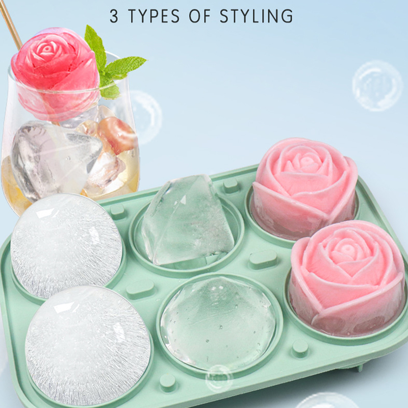 Coaster Mold Round - Cetakan es batu bulat berlian mawar