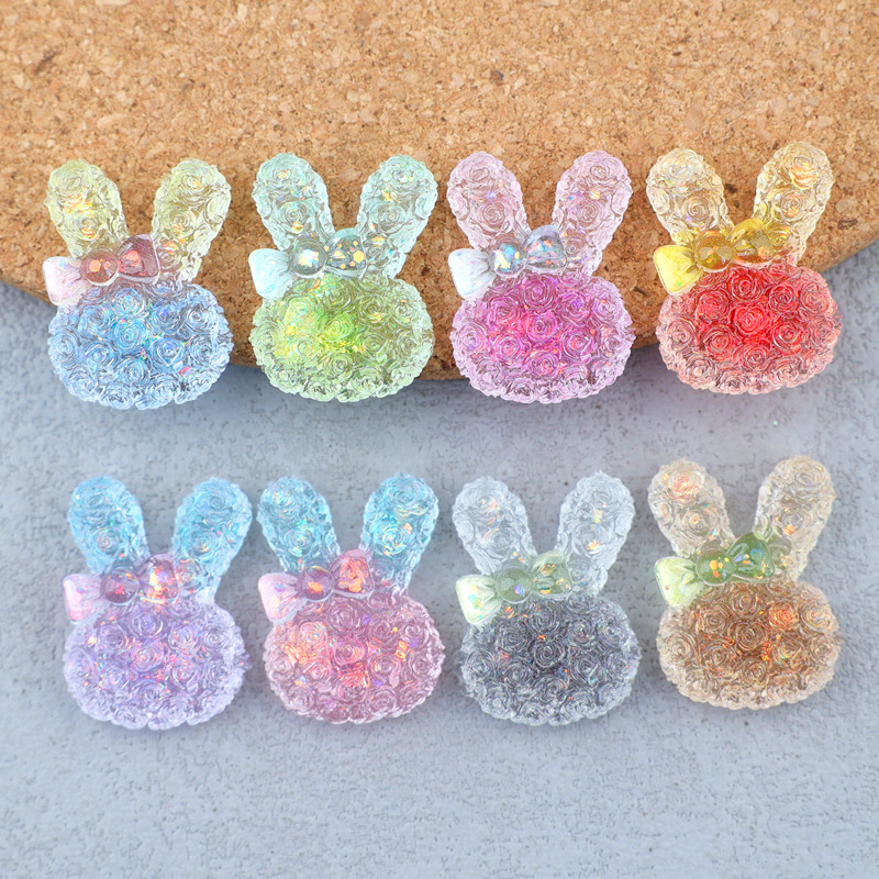 Resin Craft Supplies - 5PCS 18*25mm Cabochon Resin Kelinci Bercahaya