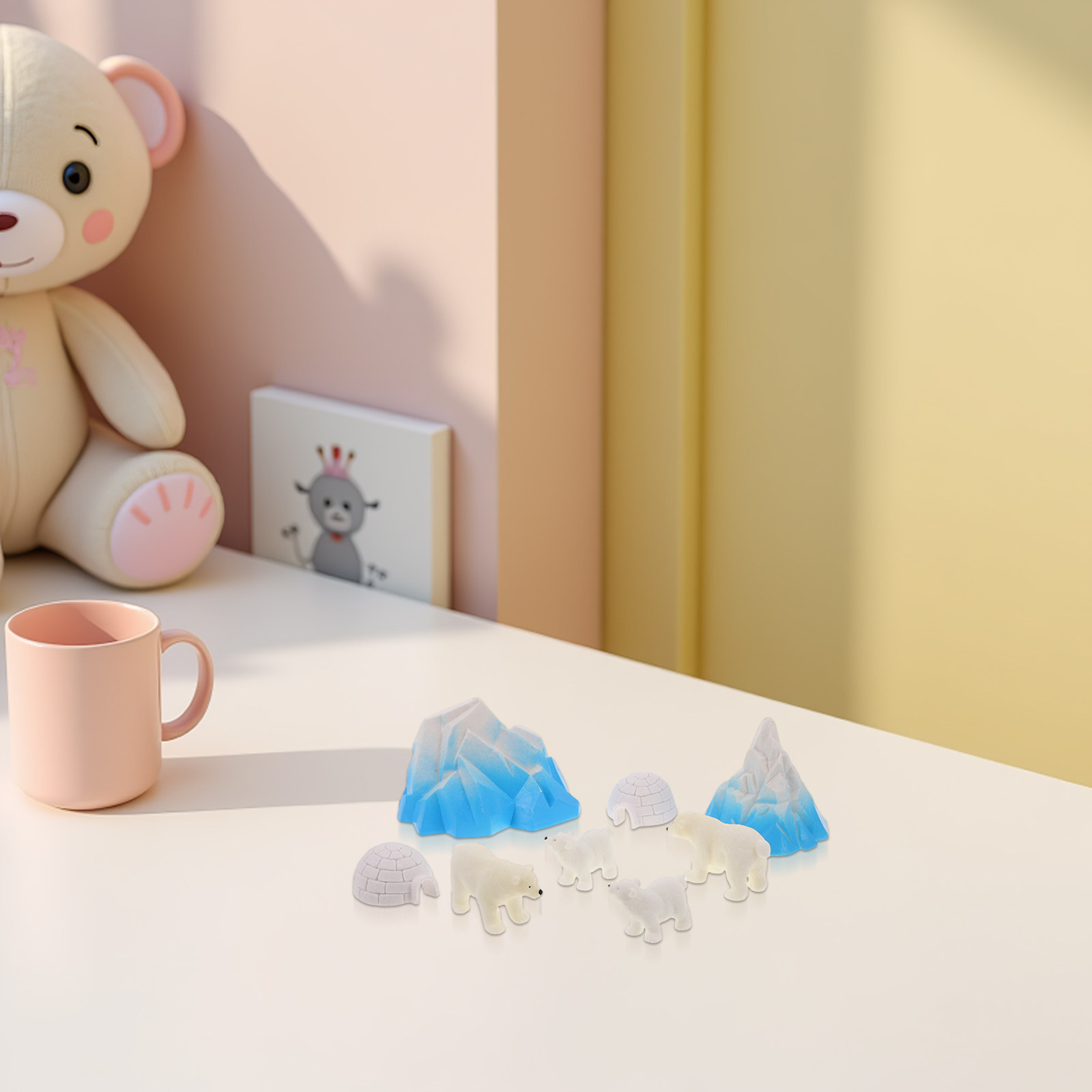 8Pcs Mini Resin Beruang Kutub  - Crafting Resin ulasan dan harga