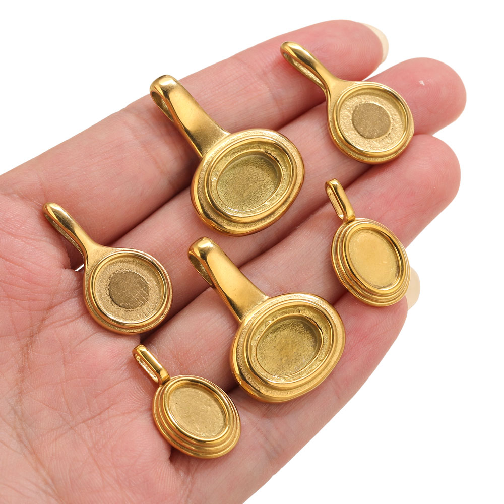 5 pcs Alas Liontin Oval Bulat  - Resin Craft Supplies ulasan dan harga