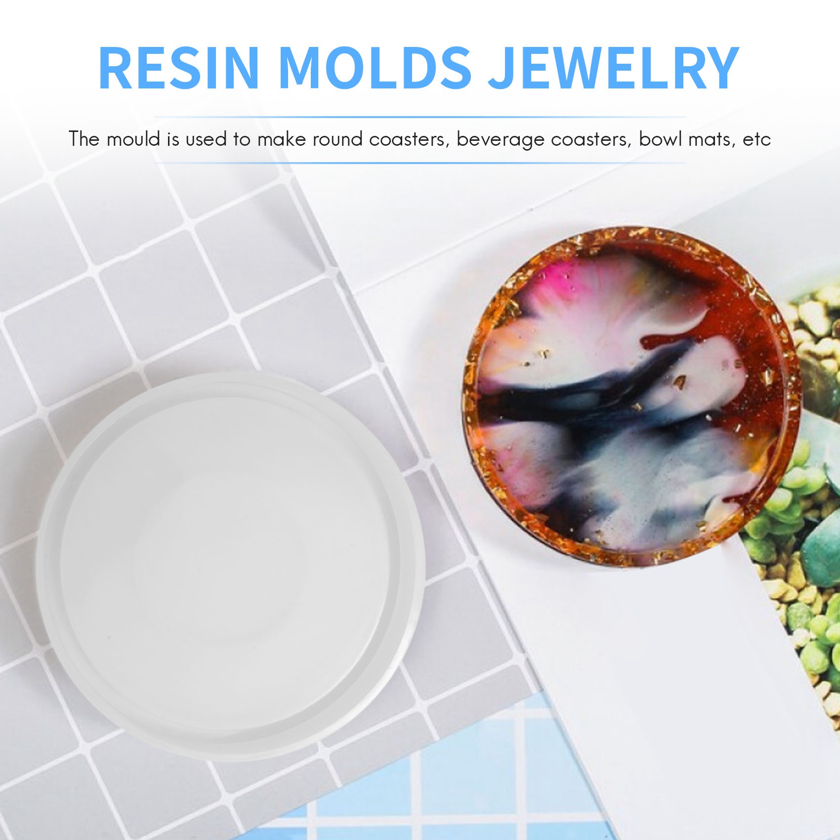 ABQR 4 Paket Cetakan Silikon C - Coaster Mold Round ulasan dan harga