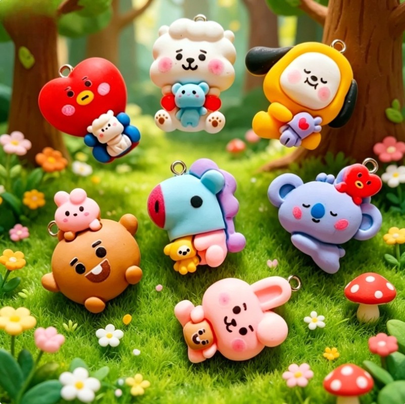 7pcs BT21 Resin Kartun Charm A - Resin Craft Supplies ulasan dan harga