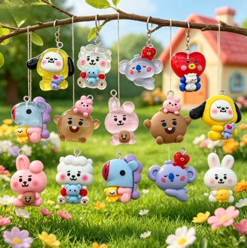 7pcs BT21 Resin Kartun Charm A - Resin Craft Supplies ulasan dan harga